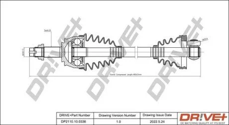 Піввісь Fiat Fiorino 1.3D 07- (L) (25x480) d=33,88 Drive+ DP2110100336 (фото 1)