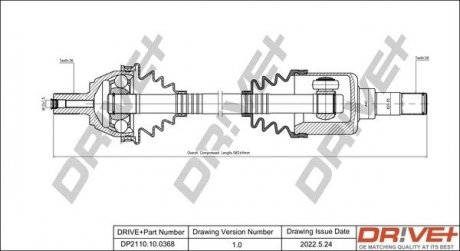 Піввісь (передня) Ford Focus/Volvo S40/V50 04-12 (L) (36x26x582) Drive+ DP2110100368