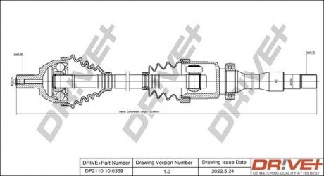 Піввісь (передня) Ford Focus/Volvo S40/V50 04-12 (R) (36x26x921) Drive+ DP2110100369