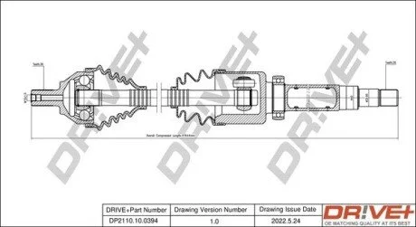 Піввісь (передня) Ford Focus/Volvo S40/V50 04-12 (R) (36x26x921) Drive+ DP2110100394