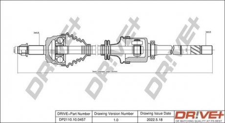 Піввісь Opel Movano 2.2 DTI 00- (R) (28x39x1132) Drive+ DP2110100457