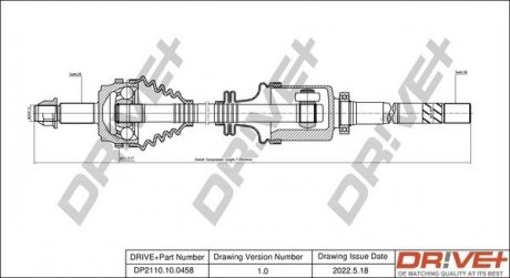 Піввісь Renault Master 1.9-2.2dCi (R) (28х39х1132x51T) (+ABS) Drive+ DP2110100458