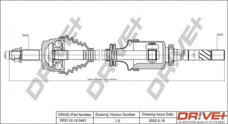 Піввісь Opel Movano 2.5 DTI 01- (L) (28x663) d=37 Drive+ DP2110100461