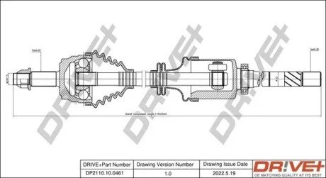Піввісь Opel Movano 2.5 DTI 01- (L) (28x663) d=37 Drive+ DP2110100461
