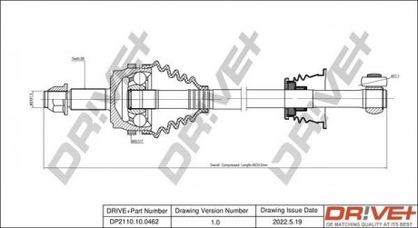 Піввісь (передня) Renault Master II 98- (L) (28x37,1x663x51T) Drive+ DP2110100462