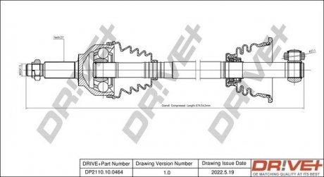 Піввісь (передня) Renault Trafic II/Opel Vivaro A 01- (L) (-ABS) Drive+ DP2110100464