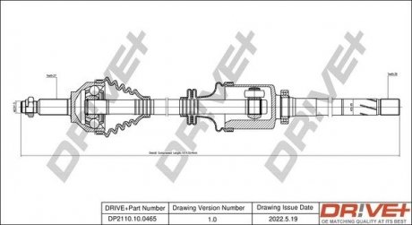 Піввісь (передня) Renault Trafic III/Opel Vivaro 01- (R) (-ABS) Drive+ DP2110100465 (фото 1)