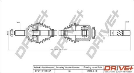 Піввісь Renault Trafic 2.0dCi 06- (R) (27x39x1013) Drive+ DP2110100467