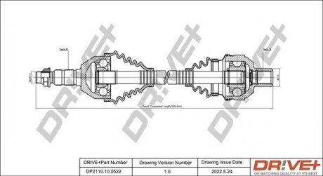 Піввісь (передня) Astra H/Zafira 07- (R) (563x33x34) Drive+ DP2110100522