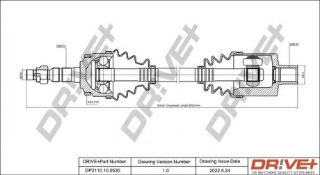 Піввісь Opel Combo 1.7 CDTI 04- (R) (33x34x612x29T) (+ABS) Drive+ DP2110100530 (фото 1)