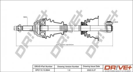 Піввісь Renault Kangoo 1.2-1.6 97- (L) (21x26x629) Drive+ DP2110100644