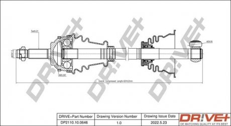 Піввісь (передня) Renault Kangoo (L) (21x29.95x626x26T) (+ABS) Drive+ DP2110100646