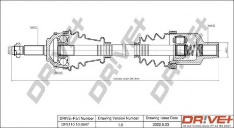 Піввісь (передня) Renault Clio 1.2/1.4/1.6 98- (R) (+ABS=26z) (21x51.5x715) Drive+ DP2110100647