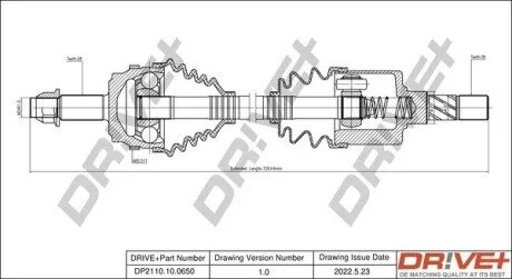 Піввісь (передня) Renault Master 3.0CDI (L) (28х39х687) Drive+ DP2110100650