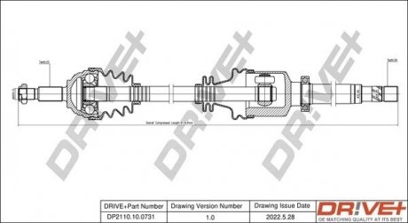 Піввісь Renault Kangoo/Megane 1.4/1.6/1.5DCI 02- (R) (23x26x911) Drive+ DP2110100731