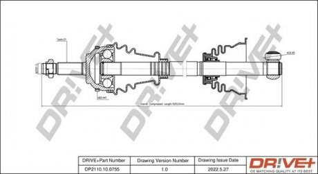 Піввісь (передня) Renault Clio/Kangoo 02-/Twingo МКПП 96-07/Nissan Kubistar МКПП 03- (L) (+ABS44z) Drive+ DP2110100755