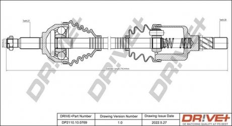 Піввісь Renault Trafic 2.0dCi 06- (L) (27x39x694) Drive+ DP2110100769