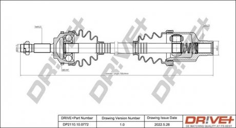 Піввісь Renault Kangoo 1.5 dCi 01- (R) (21x23x726x44T) (+ABS) Drive+ DP2110100772 (фото 1)