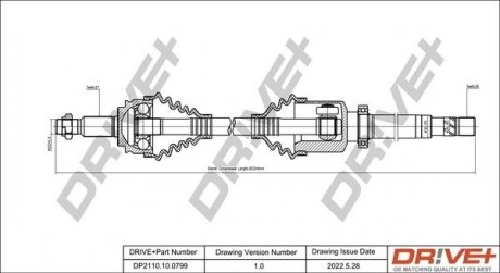 Піввісь (передня) Renault Kangoo 08- (R) Drive+ DP2110100799