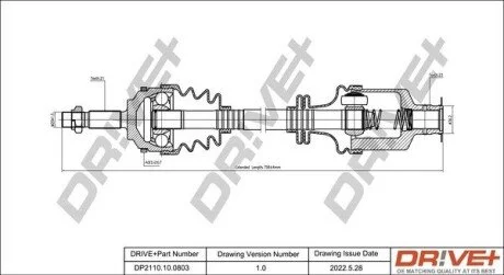 Піввісь Renault Kangoo 97- (R) (21x23x724x26T) (+ABS) Drive+ DP2110100803