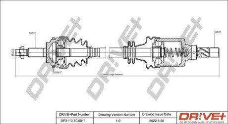 Піввісь Renault Kangoo 1.5dCI 05- (L) (23x26x621) Drive+ DP2110100811