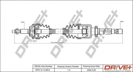 Піввісь Renault Kangoo 1.5dCi 05- (R) (23x26x866x44T) (+ABS) Drive+ DP2110100812