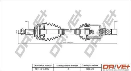 Піввісь Renault Scenic III 1.6/1.9 dCi 09- (L) (27x39x678) Drive+ DP2110100834