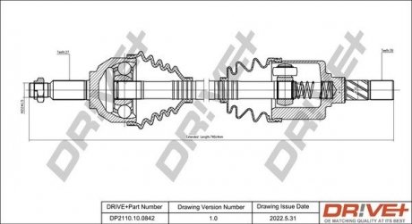 Піввісь Renault Trafic 2.0dCi 06- (L) (27x39x694) Drive+ DP2110100842