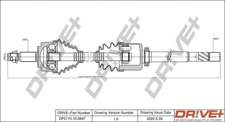 Піввісь Renault Master III 2.3dCi 10- (R) (31x39x1075) Drive+ DP2110100847