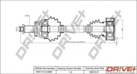 Піввісь (передня) Skoda Fabia 99-14/Roomster 06-15 (L) (36x30x501) Drive+ DP2110100885