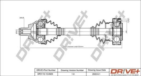 Піввісь VW T4 90-03 (38x529) Drive+ DP2110100925