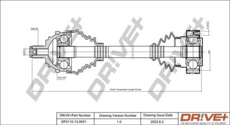 Піввісь (передня) VW T4 90-03 (38/27x540.8x48T) (+ABS) Drive+ DP2110100931