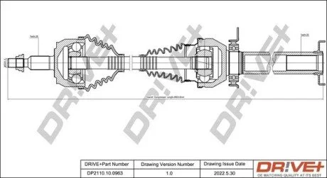 Піввісь (передня) VW T5/Multivan V 03-15 (R) МКПП Drive+ DP2110100963