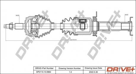 Піввісь VW T5 2.5 TDI 03-09 (R) (26x38x925) Drive+ DP2110100964 (фото 1)