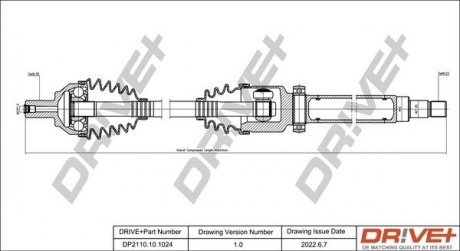 Піввісь (передня) Ford C-Max/Focus II 1.4-1.8ALK 03-12 (R) (24x36/906mm) Drive+ DP2110101024