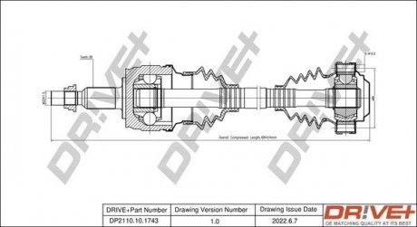 Піввісь (задня) VW T5 2.5 TDI 4x4 04-09 (L) (38x683) Drive+ DP2110101743