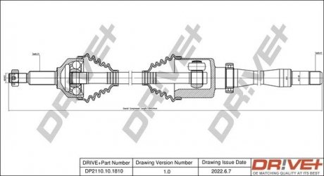 Піввісь (передня) Ford Tourneo V362/Transit V363 2.0D/2.2D 07- (1092mm) (R) Drive+ DP2110101810