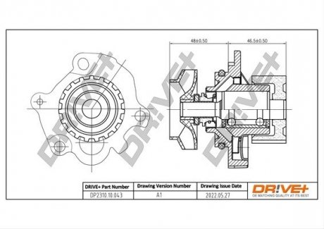 Помпа води Audi A3/Seat Cordoba/Toledo/Leon/Skoda Octavia/VW Caddy/Golf/Polo 1.9TDI/SDI 96-05 (19z) Drive+ DP231010043 (фото 1)