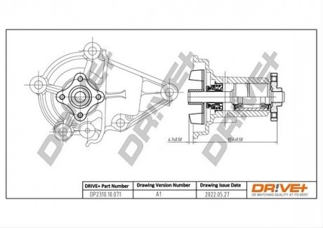 Помпа води Hyundai Accent III/Kia Cerato/Rio II 1.4/1.6 95- (WPQ0554) Drive+ DP231010071 (фото 1)