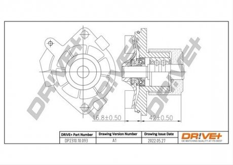 Помпа води Fiat Doblo 1.9D/JTD 01-/Opel Astra H/Vectra C/Zafira B 1.9CDTI 04-10 Drive+ DP231010093