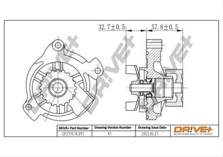 Помпа води VW T4/LT/Crafter 2.5TDI (20z) (WPQ1183) Drive+ DP231010097