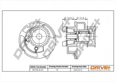 Помпа води Opel Astra G/H/Vectra B/C/Zafira A/Corsa C/Meriva A 1.8/1.8 16V 98-10 (23z) Drive+ DP231010131 (фото 1)