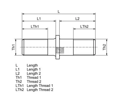 Шпилька колеса M22x1,5 x46/97,5мм (довжина різьби 25/37мм) SAF KRS, KRZ, RLSM, RSM DT 1030002 (фото 1)
