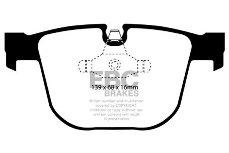 Гальмівні колодки - тюнінг Yellow Stuff, дозвіл, задн BMW 1 (E82), 3 (E90), 3 (E92), 3 (E93), 5 (E60), 5 (E61), 6 (E63), 6 (E64), 7 (E65, E66, E67), X5 (E70), X5 (F15, F85) 3.0-6.75 07.01-07.19 EBC DP41451R