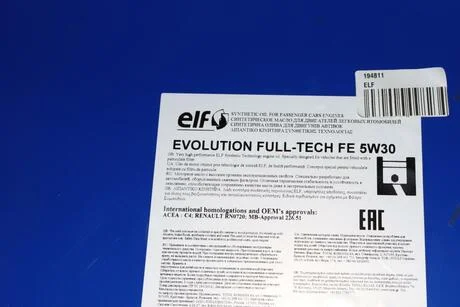 Олива мот 5W30 208L EVOL.FULLTECH FE RN 0720,C3/C4, MB 226.51 = 211435 ELF 194811