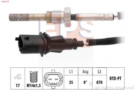 Датчик температуры выпускных газов Fiat Bravo II 1.4/1.9D 06-14/Stilo 1.9D 01-08 EPS 1.220.127 (фото 1)