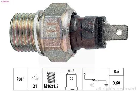 Датчик тиску. олії Peugeot J5/Partner 96-/Citroen Berlingo 96- EPS 1.800.021 (фото 1)