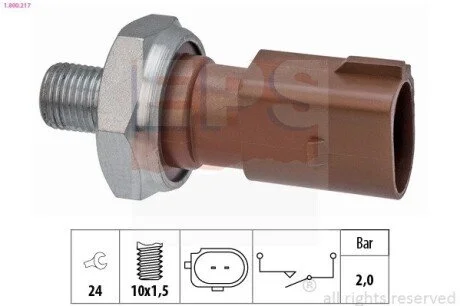 Датчик тиску масла (2Bar M10x1,5) VAG Octavia 2.0TDI 12-/Caddy 2.0TDI 15-/Golf VII 2.0TDI/Passat B6 2.0TDI EPS 1.800.217 (фото 1)