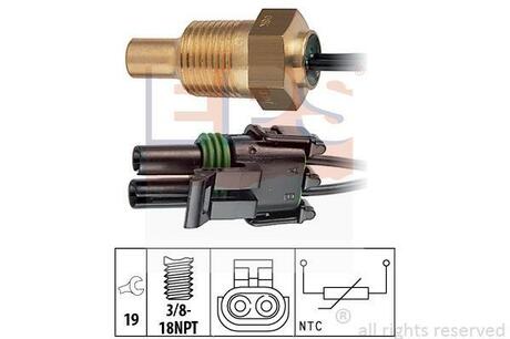 RENAULT Датчик температуры воды 19/21 1,7 -95. EPS 1.830.307 (фото 1)