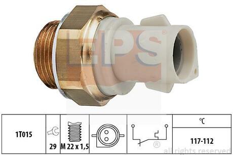 Датчик увімкнення вентилятора (117-112°C) Ford Escort, Orion 1.4-1.6 91- EPS 1.850.166 (фото 1)